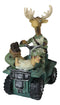 Rustic Western Elk Moose With Captured Man Hunter Driving ATV Car Figurine