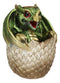 Green Wyrmling Baby Dragon On Golden Egg Backflow Incense Cone Burner Figurine