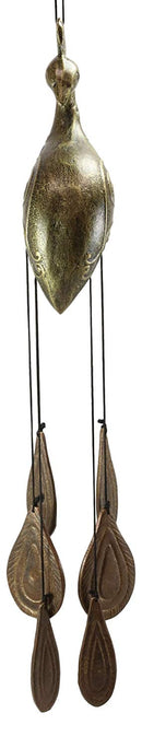 Ebros Aluminum and Brass Peacock Bird with Train Feathers Ornaments Wind Chime