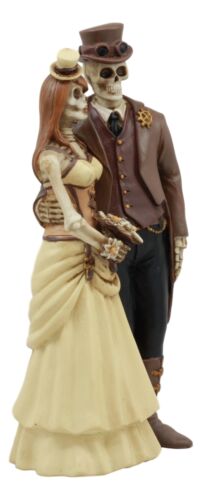 Day Of The Dead Steampunk Socialite Bride And Groom Skeleton Couple Statue 8"H