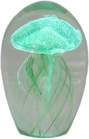 Ebros Art Glass Glow in The Dark Translucent Jellyfish With LED Base (Green)