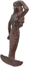 Ebros Gift 6" Tall Cast Iron Rustic Vintage Finish Wall Coat Hook Mermaids Decorative Accent Hooks for Keys Leashes Hats (4)