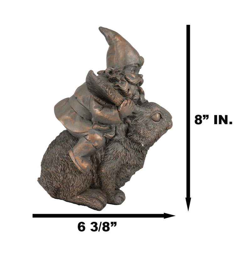 Whimsical Adventure Mr Gnome Dwarf Riding Rabbit Hare Figurine Fairy Garden