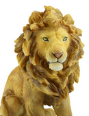 Realistic King Of The Savannah Jungle African Pride Lion Sitting Statue 16"H