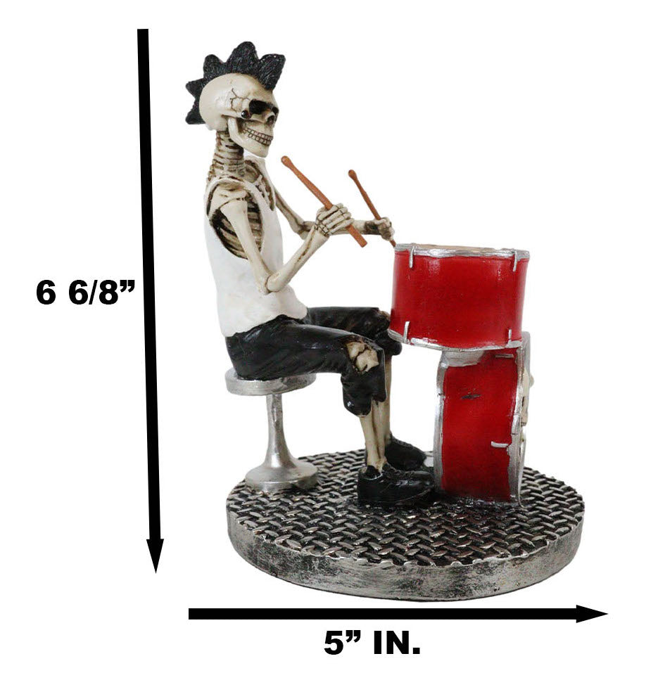 Day Of The Dead Punk Skeleton Rock Drummer Figurine 6.75"H Halloween Musician