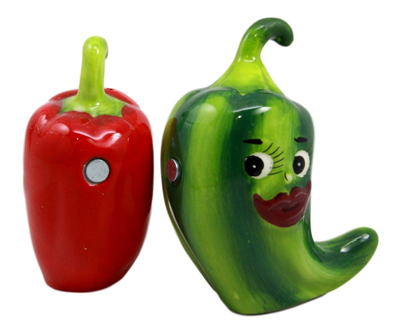 Ebros Mexican Jalapeno Chili Peppers Magnetic Ceramic Salt Pepper Shakers Set