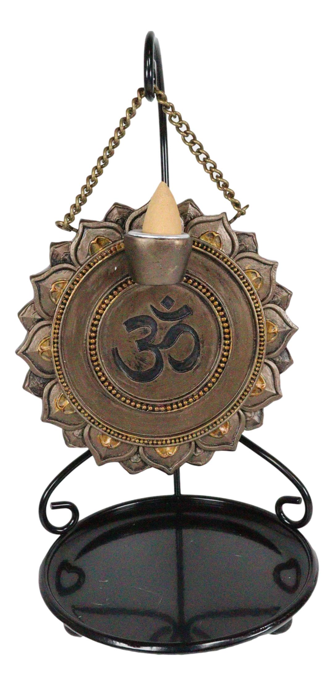 Ebros Buddhism Mandala Ohm Symbol Medallion Disk Backflow Incense Cone Holder Burner - Ebros Gift