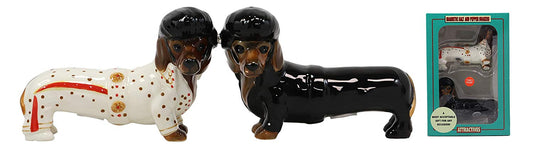 Ebros Doxie Collection King Of Rock And Roll Dachshund Dogs Salt Pepper Shakers Set