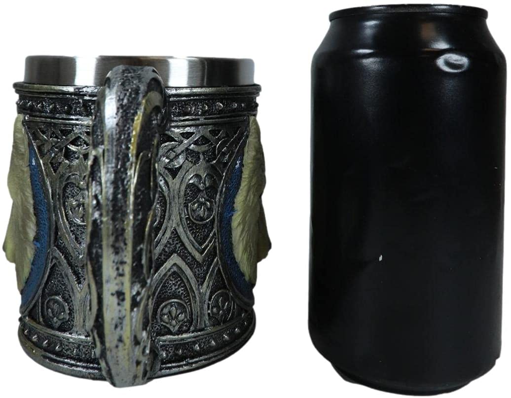 Ebros Alpha Gray Wolf Celtic Tribal Magic Resin 16oz Mug w/ Stainless Steel Rim - Ebros Gift
