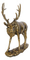 Large Wapiti Bull Elk Deer With Towering Antlers Rustic Statue In Gold Patina