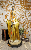 Ebros Large Venerable Pope John Paul II with Papal Ferula Crucifix in Gold Robe Statue 16.75" Tall Vatican Holy Pontiff Saint As Catholic Devout Resin Decor Figurine Brass Name Plate Base