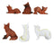 Set Of 6 Whimsical Pet Pals Playful Red And White Baby Fox Cubs Mini Figurines