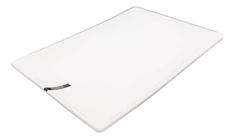 15"L Large White Double Wall Ceramic Rectangular Serving Plate Dish Platter
