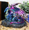 Ebros Violet Blue Midnight Sky Gemstone Mother Dragon with Baby Wyrmling Statue 7.25" Long Home Decor Resin Medieval Fantasy Dungeons and Dragons Figurine