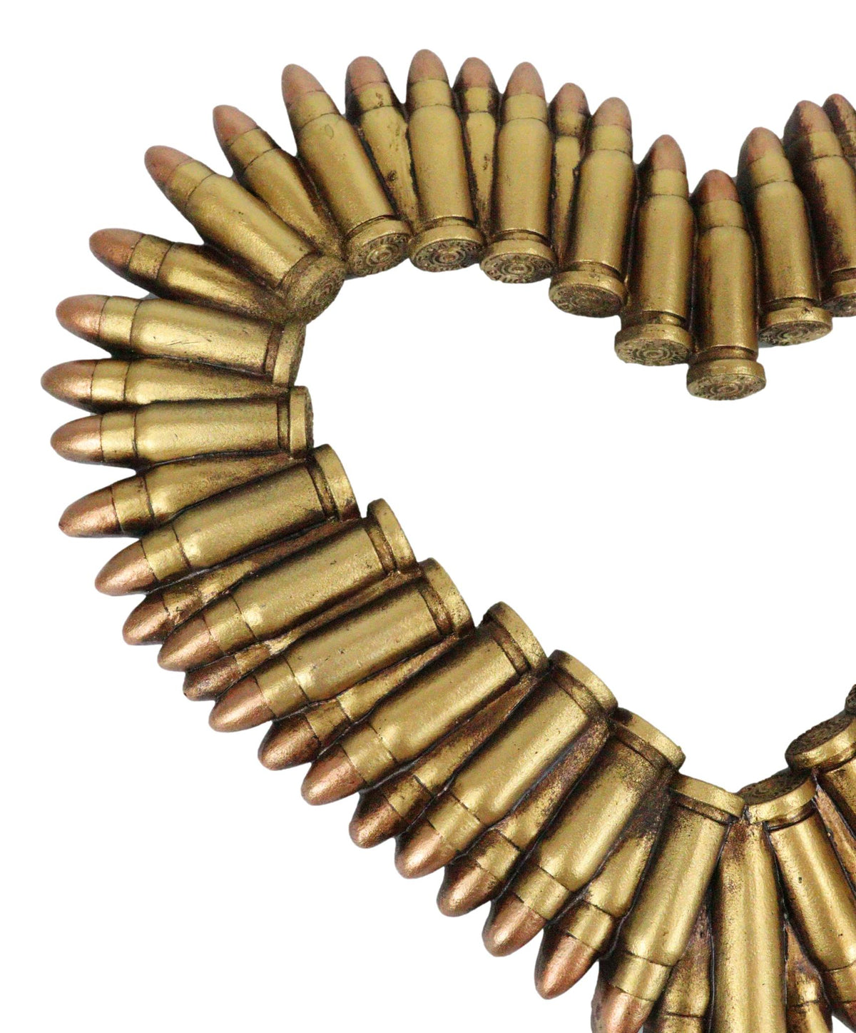 Western Rifle Ammo Shells Gold Tone Bullets Heart Wall Plaque Decorative Accent
