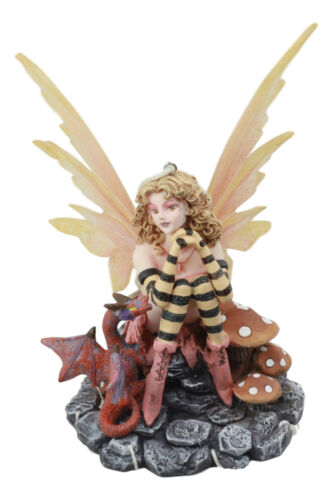 Whimsical Toadstool Mushroom Bumblebee Fairy With Red Dragon Wind Chime 28" Long