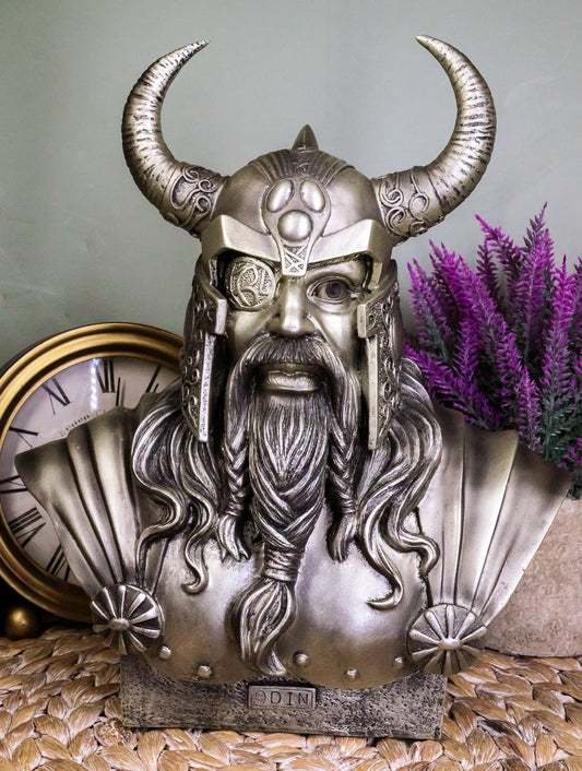 Ebros Warrior God Odin The Alfather Bust Statue 12"H Norse Viking God Odin Ruler Of Asgard Sculptural Figurine - Ebros Gift
