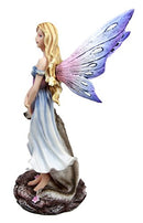Butterfly Fairy Maiden With Alpha Wolf Guardian Decorative Figurine 9.5"H