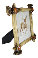 Rustic Buckhorn Stag Deer Antlers With Amber Faux Gems Easel Picture Frame 8X10