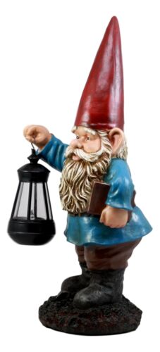 Ebros Whimsical Gnome Holding Book of Spells Solar LED Lantern Light Statue 17"H - Ebros Gift