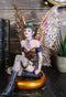 Steampunk Air Force Pilot Assassin Fairy Sitting On Time Warp Machine Figurine