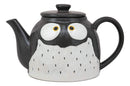 Ebros Gift Whimsical Black Spotted Fat Owl Ceramic 52oz Large Tea Pot With Built In Strainer Spout As Teapots Home Decor Of Owls Owlet Nocturnal Bird Decorative