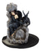 Ebros Gothic Dark Angel W/ Shadow Dragon On Waterfall Rocky Cliff Figurine 7.5" H