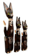 Balinese Wood Handicraft Green Eyed Feline Cat Family Set of 3 Figurines 20"H