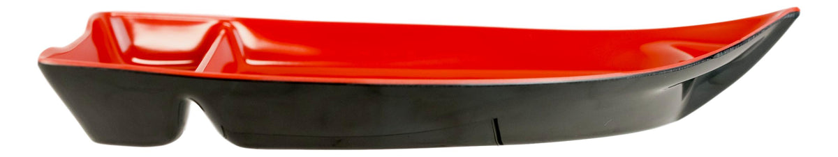 Pack Of 12 Japanese Omakase Style 10"L Red Melamine Sushi Boat Serving Plates
