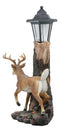The Emperor 12 Point Buck Deer Statue Rustic Forest Tree Solar LED Light Outpost