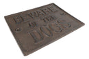 Cast Iron Rustic Antiqued Beware Of The Dogs Wall Word Sign Warning Plaque 9"L