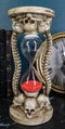Gothic Alchemy Graveyard 4 Skulls With Skeleton Spine Bones Sand Timer Figurine