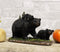 7.75" Long Realistic Black Momma Bear Piggybacking Her Cub By A Pine Tree Statue