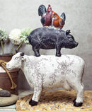 Ebros Animal Farm Barnyard Stacked Resin Figurine Statue (Cow/Pig/Chicken) 12"L