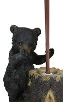 Ebros Rustic Cabin Lodge Decor Whimsical Black Bear Forest Stinky Potion Toilet Brush and Tree Stump Base Holder Bathroom Gift 2 Piece Set
