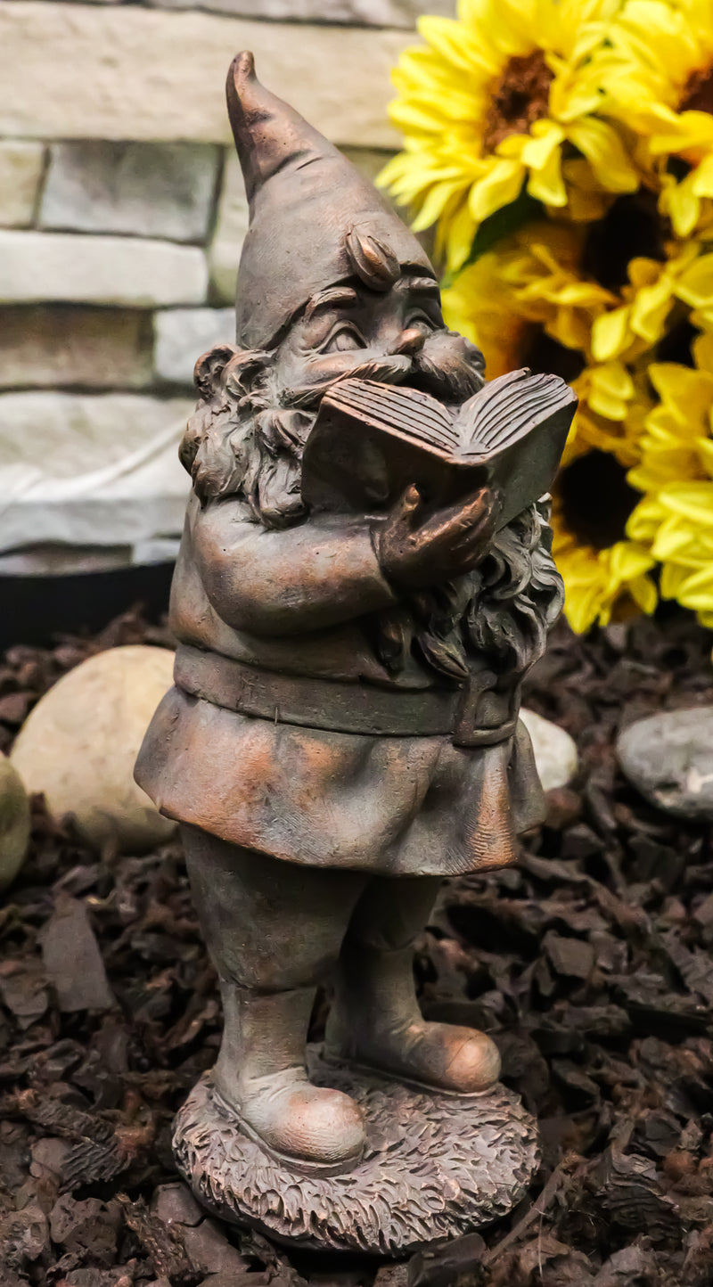 Whimsical Festive Holiday Novelty Old Mr Gnome Dwarf Reading Story Book Figurine