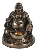 Laughing Buddha Zen Monk Of Prosperity Golden Nugget Lucky Charm Figurine 4.5"H