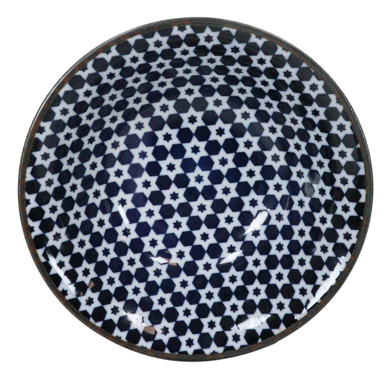 Ebros Made In Japan 4 Piece Geometry Ceramic Dining Rice Meal Soup Bowls 5.5"Diameter