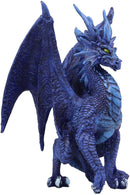 Ruth Thompson Fantasy Blue Check Mate Dragon With Majestic Horns Statue 9" Tall