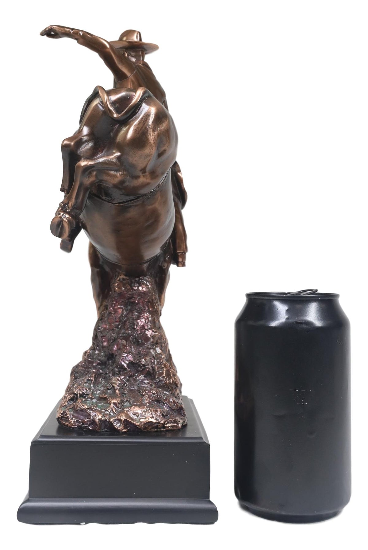 Wild Western Rodeo Cowboy With Bucking Bull Bronze Electroplated Statue - Ebros Gift