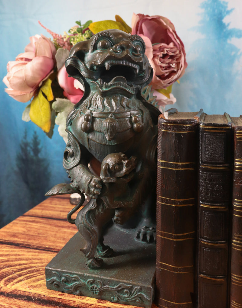Ebros Imperial Palace Guardian Foo Dogs Lions Bookends Figurine Pair 10" H