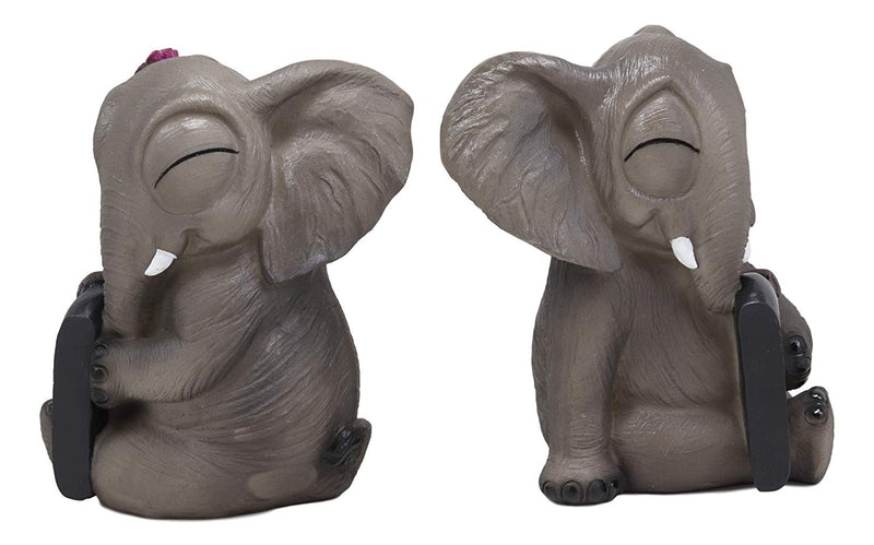Ebros Love is in The Air Lucky Elephant Couple Figurines 2 Parts Set 7.25"L