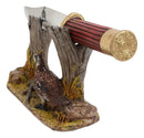 Rustic Quail Hen Bird Display With Decorative Shotgun Shell Knife Statue Set