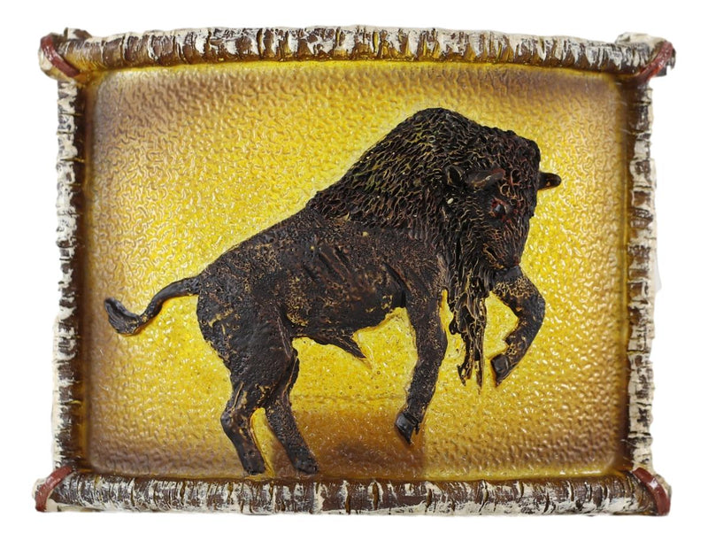 Western Charging Buffalo Bison Bull Faux Birchwood Wall Plug In Night Lights