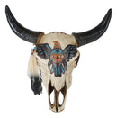 12"W Southwestern Aztec Eagle Spirit Dreamcatcher Bison Bull Skull Wall Plaque