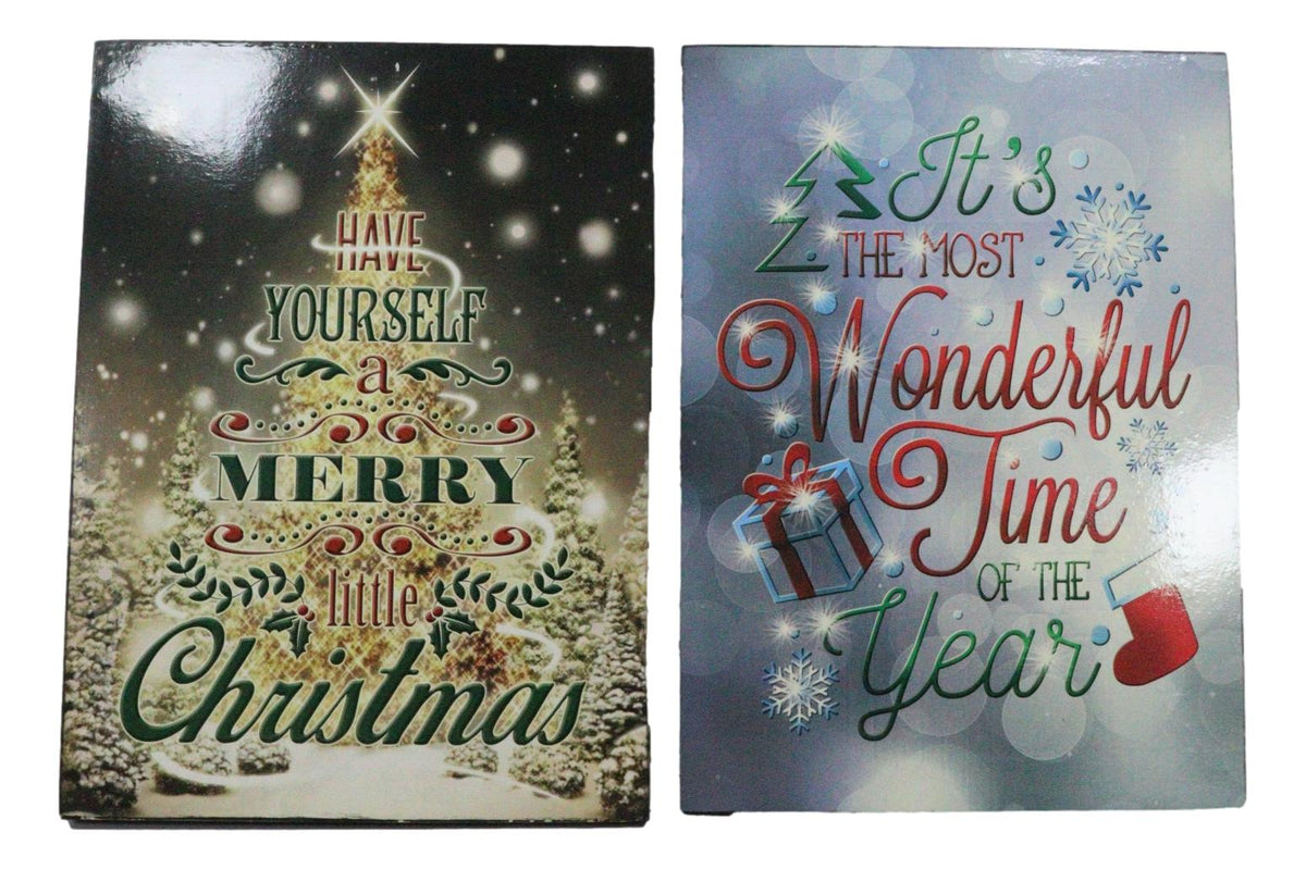 Set of 2 Holiday Festive Season Joyful Merry Christmas Greeting Sign Wall Decors