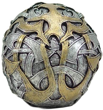 Ebros Goth Cryptic Maori Silver and Gold Tattoo Skull Statue 5.5" Long Figurine