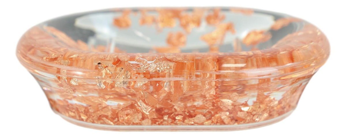 Golden Copper Flakes & Specks 5 Piece Chic Bathroom Vanity Accessories Gift Set