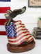 Patriotic Wings of Glory Bald Eagle Perching On American Flag Memorial Figurine