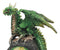 Green Jade Crystal Quartz Dragon On Fossil Rock Desktop Clock Figurine 10"H